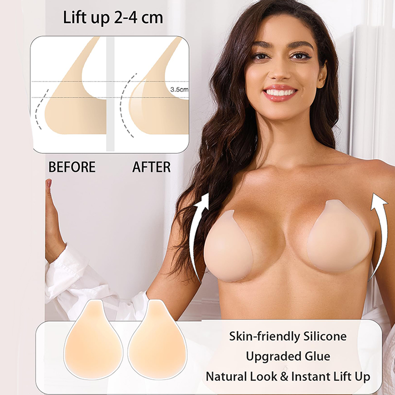 Strapless Bra Backless - 1/2 Pairs النساء لزجة الصدرية رفع