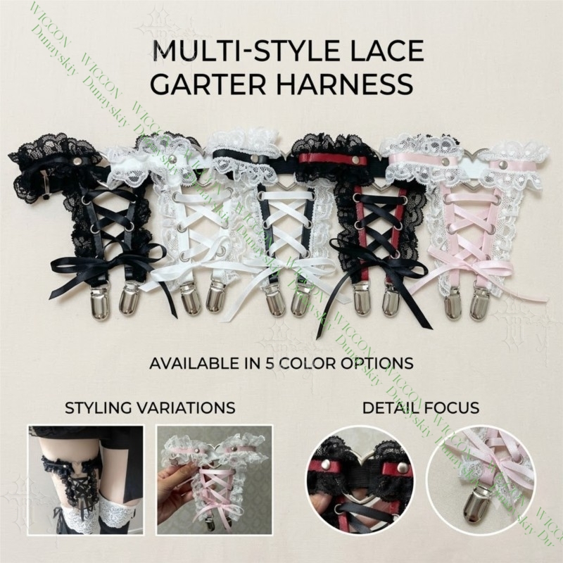 Garter Belt Set - حزام رباط الساق بتصميم قلب من