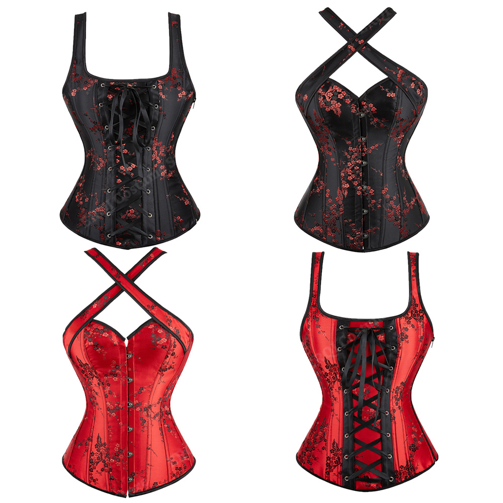 Corset Waist Cinch - مشد مع الأشرطة للنساء الأزهار الجاكار