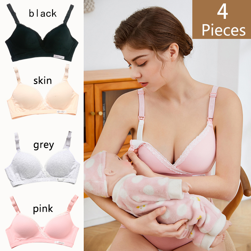 Nursing Bra Sleep - 4 قطعة جديد القطن Wirefree ملابس