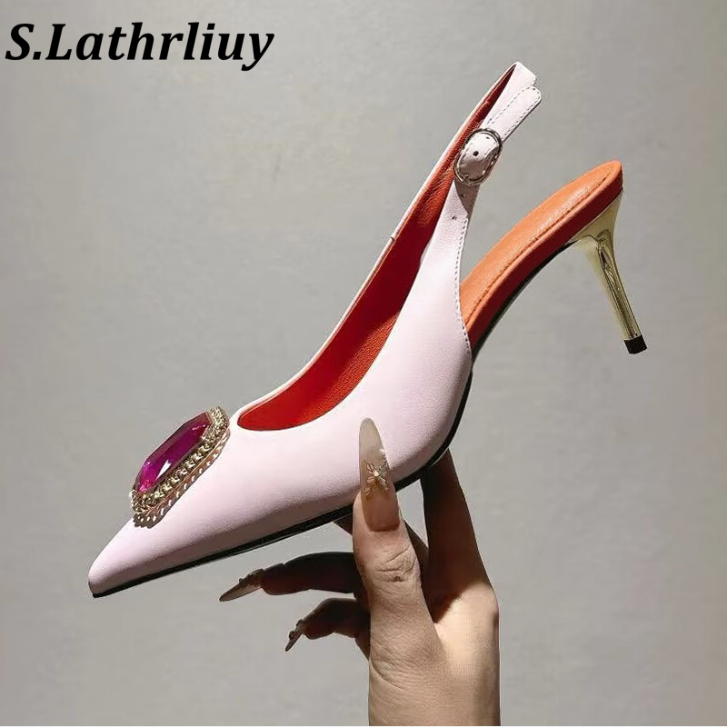 Slip Dress Satin - صنادل نسائية صيفية أنيقة مزينة بالأحجار