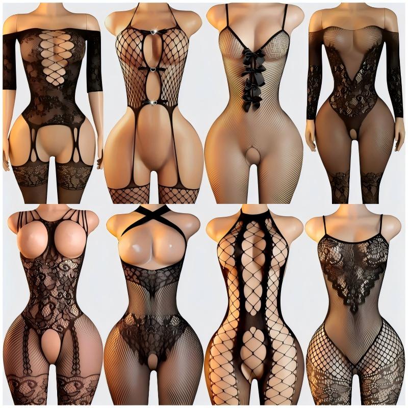 Bodystocking Fishnet - طقم ملابس داخلية مثيرة للنساء، أزياء