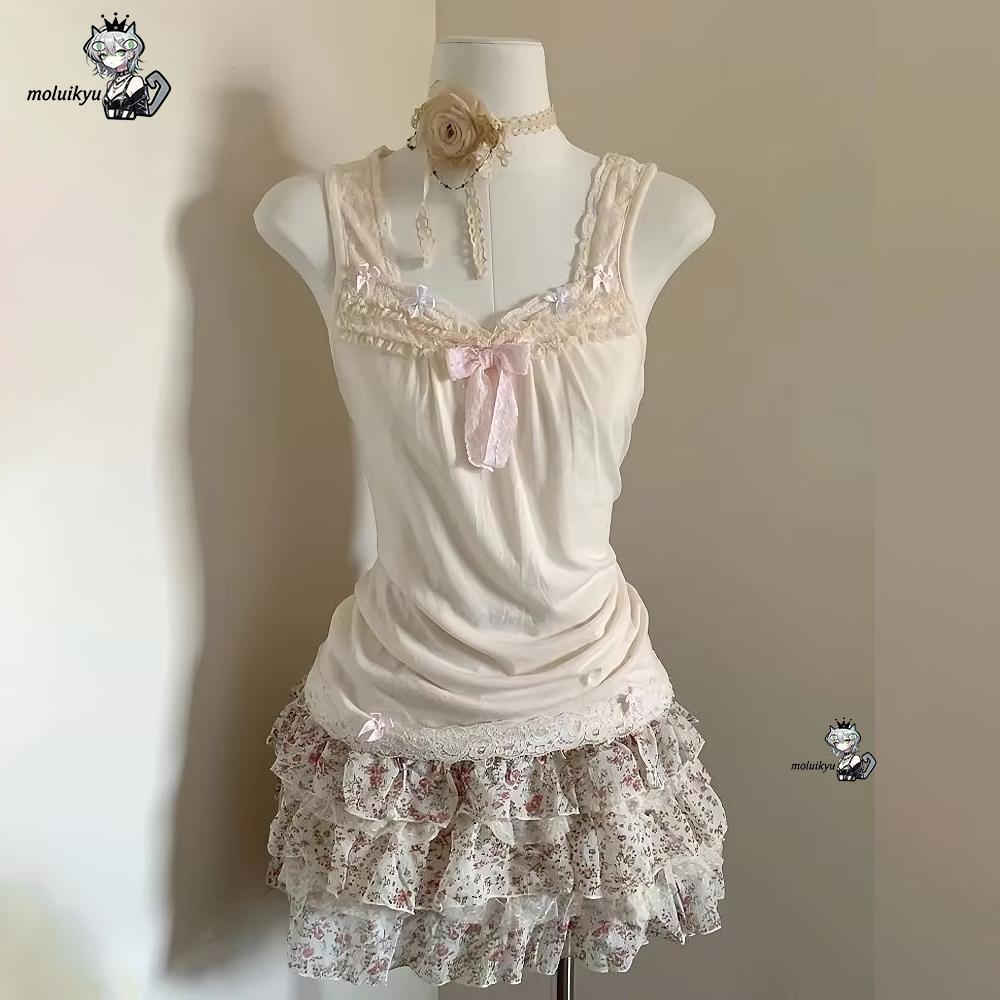 طقم نسائي من قطعتين بتصميم Y2K - مراجعة Cami Top Lace وسعره